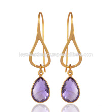 Sterling Silver with 18K Gold Plated Amethyst Gemstone in Purple